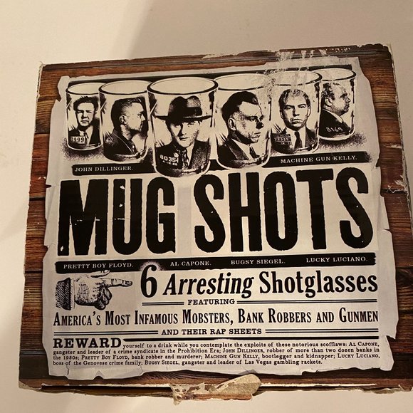 Mug Shots Shot Glasses NEW Great Man Cave Gift - Picture 1 of 3